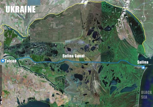 Sulina Canal seen from satellite